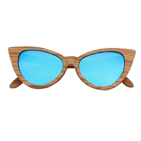 Bamboo and Wooden Cateye Frame Tac with Mirror UV400 Sunglasses