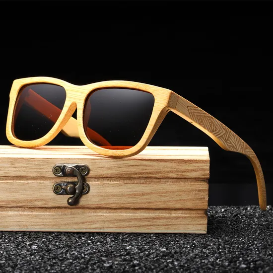 Wooden Colorful Frame Glasses Polarized Eyewear Women Bamboo Sunglasses