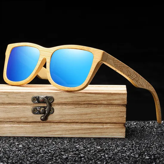 Designer Trendy New Glass Black Customized Logo Color Fashion Sunglasses Wholesale for Men and Women Bamboo Wooden Sun Glasses