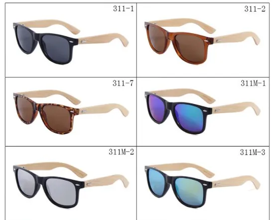 Wholesale OEM Unisex Custom Logo UV400 Tac Polarized Bamboo Wooden Sunglasses 